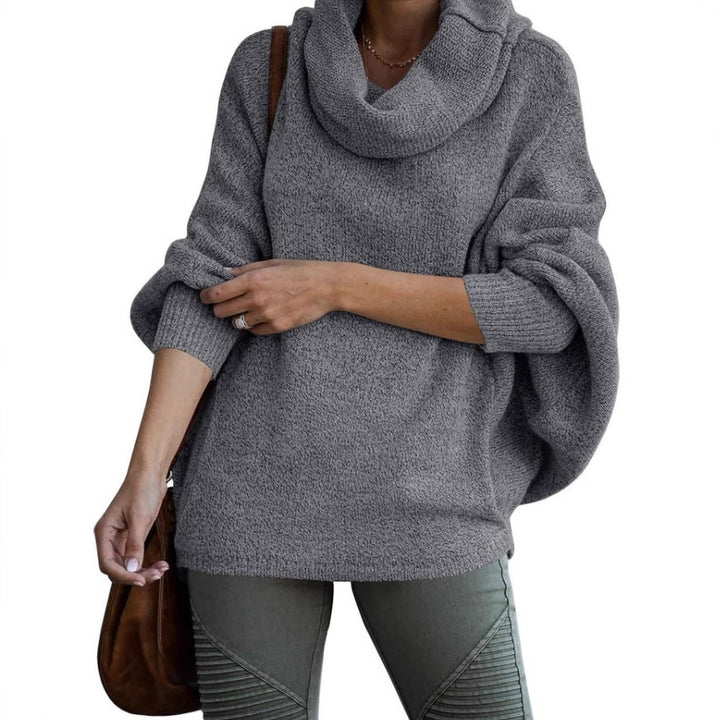 Damen lässiger Rollkragenpullover mit weit geschnittenen Ärmeln Drune