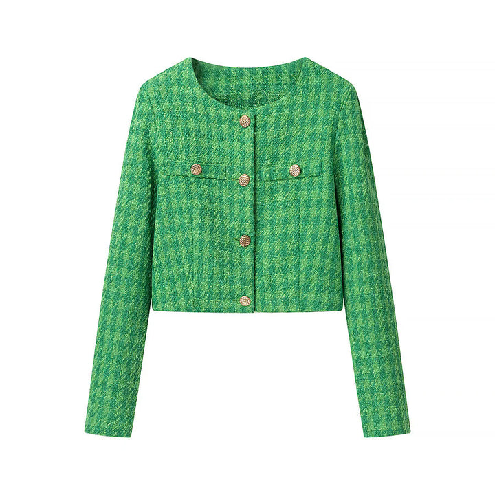 Damen modische kurz geschnittene Blazerjacke mit eleganten Knopfdetails Drune