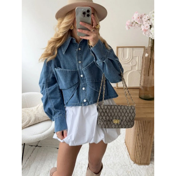 Damen modische cropped Jeansjacke Drune