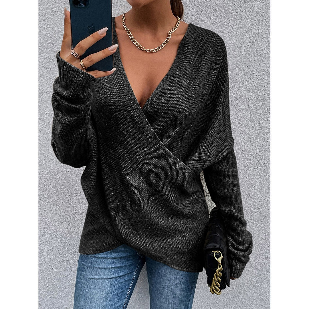Damen lässiger V-Ausschnitt Pullover Drune