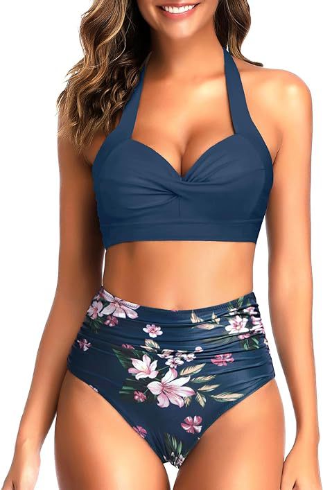 Damen Hochgeschnittener Bikini mit raffiniertem Oberteil Drune
