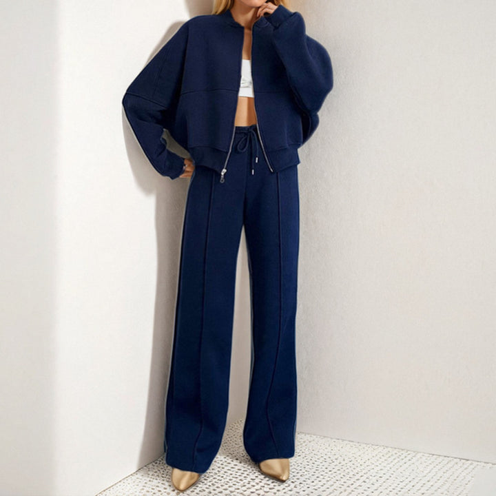 Damen lässiger Zweiteiler mit oversized Hoodie und eleganter Hose Drune