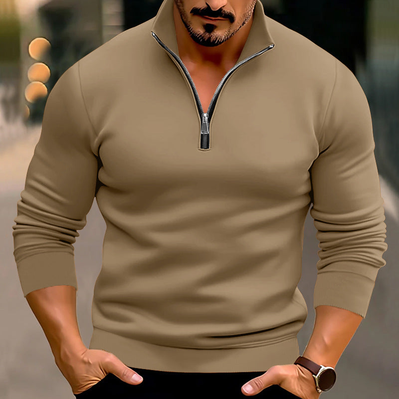Herren Pullover mit halbem Reißverschluss und modernen Akzenten Drune