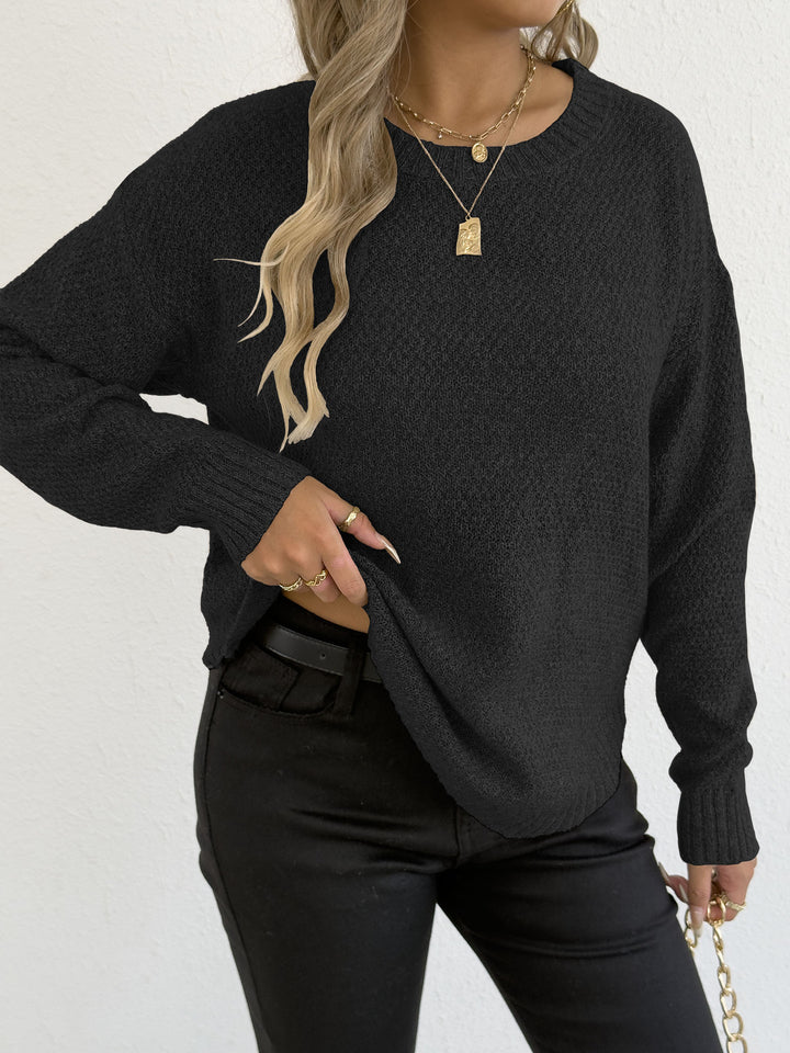 Damen lässiger Strickpullover mit hochwertigem Strukturmuster Drune