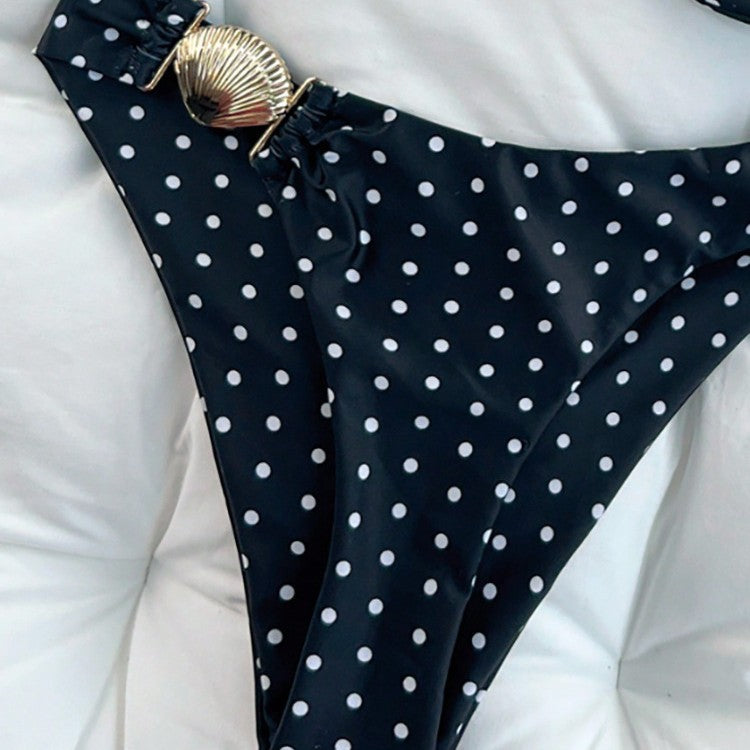 Damen Bikini mit dekorativen Rüschen und goldenen Akzenten Drune