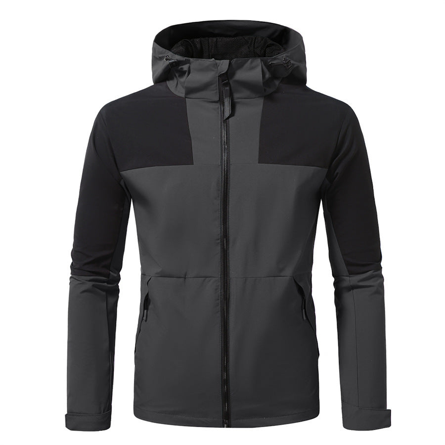 Herren funktionale Outdoor-Jacke mit verstellbarem Kapuzenbereich Drune