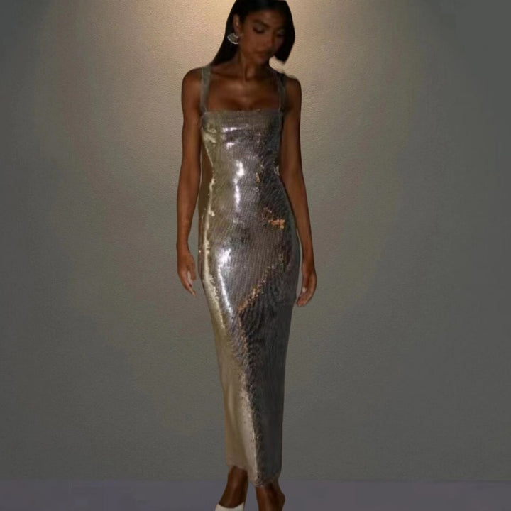 Damen Glamouröses Abendkleid mit schimmernder Paillettenverzierung Drune