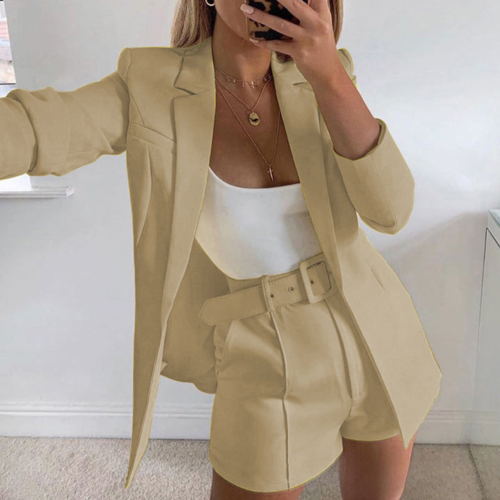 Damen Modisches Blazer-Set mit figurbetontem Schnitt und hoch taillierten Shorts Drune