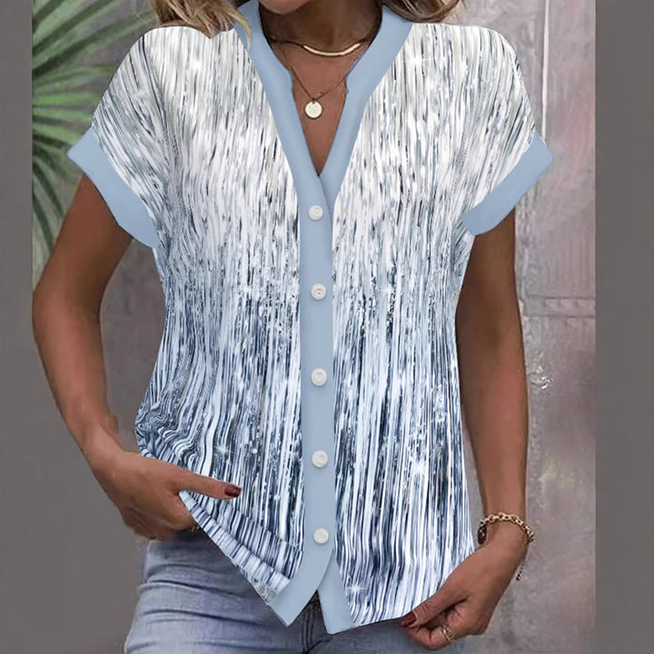 Damen lässige Bluse mit modernen Streifen und Knopfdetails Drune