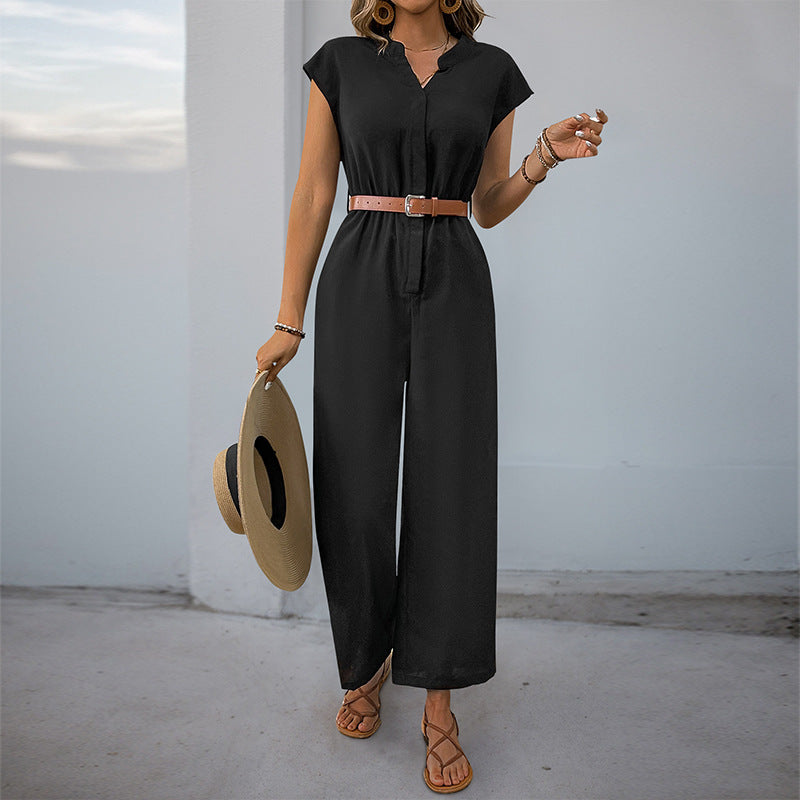 Damen Jumpsuit mit elastischem Bund und schickem Taillengürtel Drune