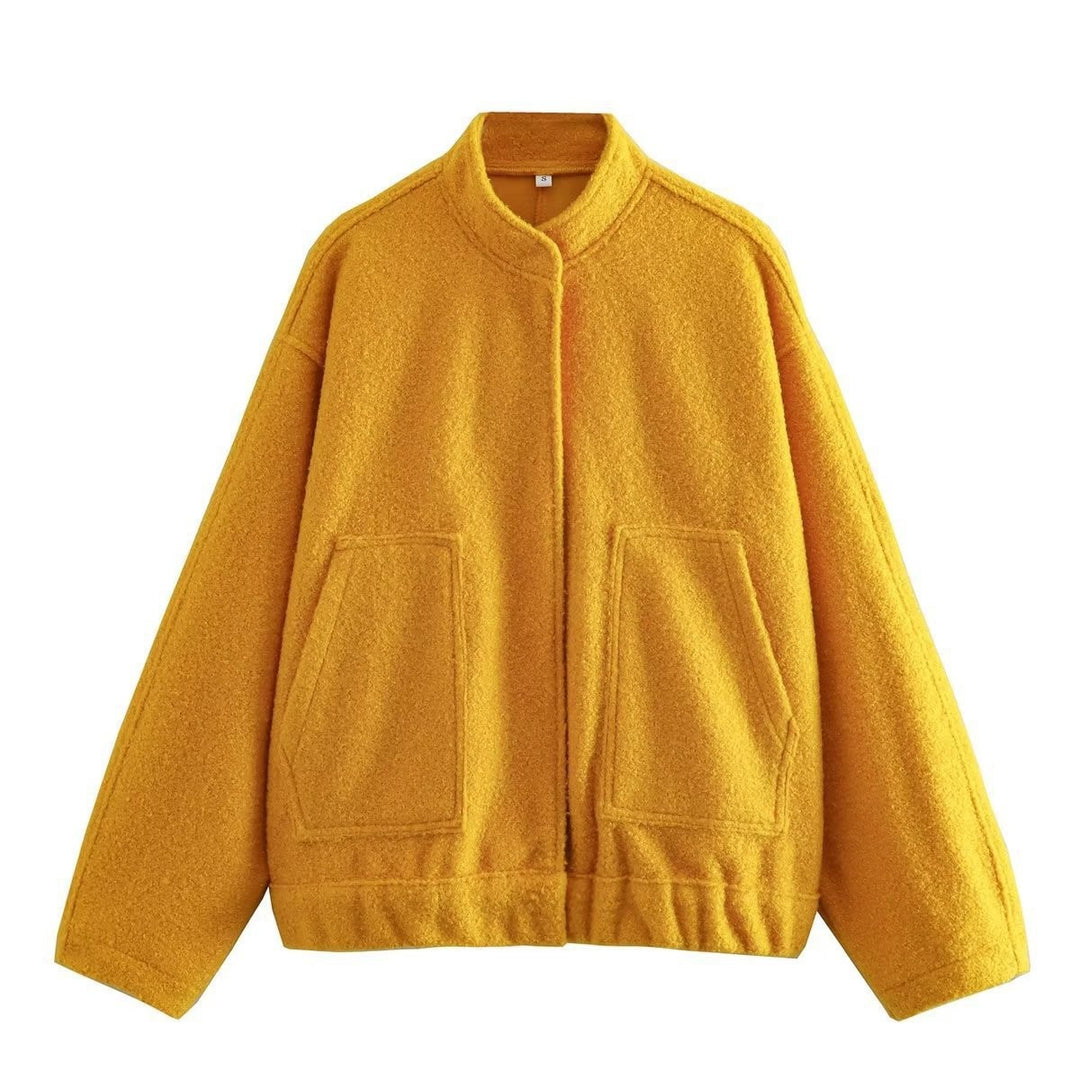 Damen lässige Fleecejacke mit geräumigen Taschen und elastischem Saum Drune