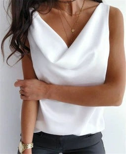 Damen Elegant geschnittenes Top mit tiefem V-Ausschnitt und fließendem Stoff Drune