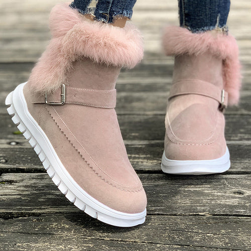 Damen Warmfutter-Stiefel mit modischem Fellbesatz Drune