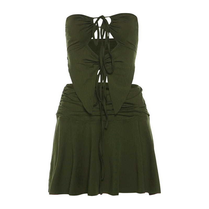 Damen Sommerliches Wickelkleid mit modischen Cut-Outs und gerafftem Design Drune