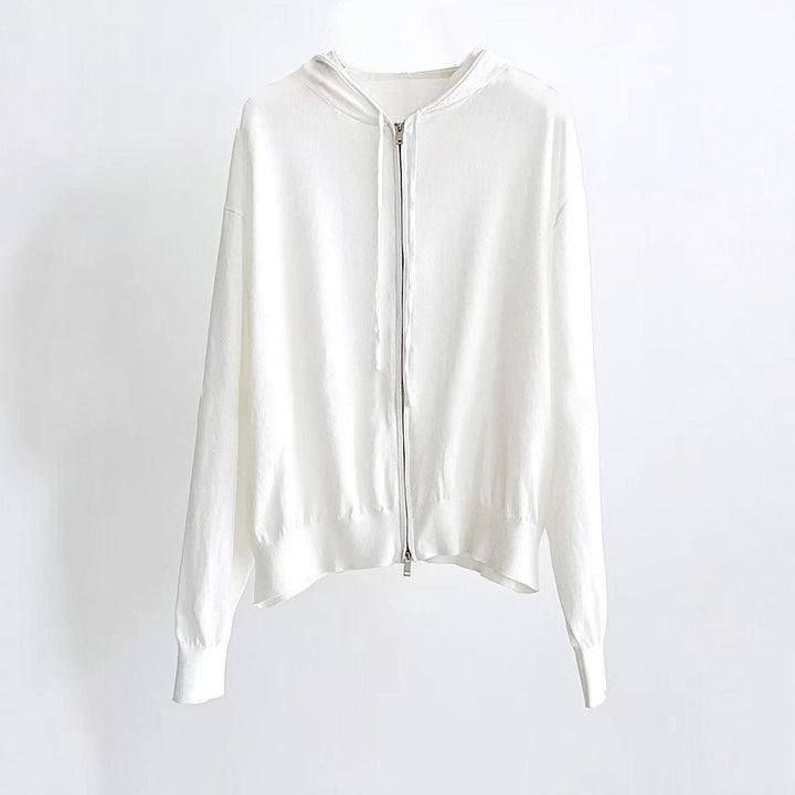 Damen lässiger Zip-Hoodie mit elastischem Bund und lockerem Schnitt Drune