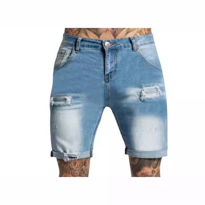 Herren Destroyed Jeansshorts Drune