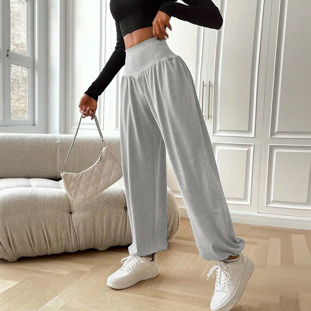 Damen luftige Weite Hose mit hohem Bund Drune