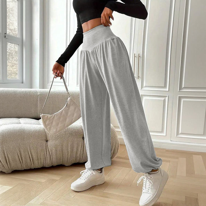 Damen luftige Weite Hose mit hohem Bund Drune