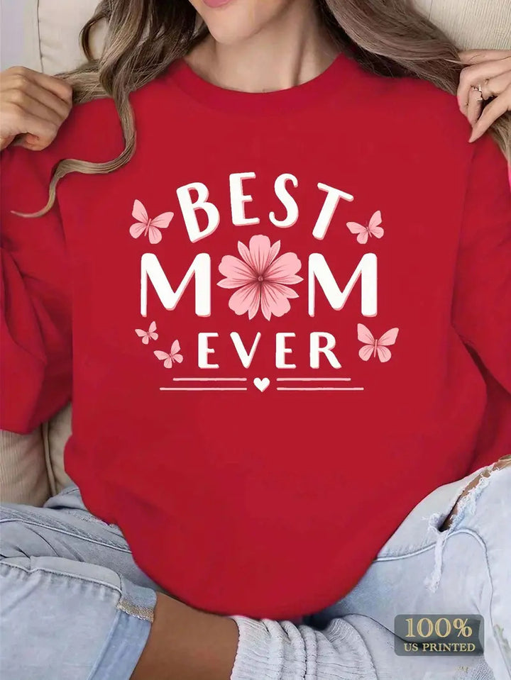 Damen Sweatshirt mit verspieltem Lieblingsspruch und floralem Design Drune