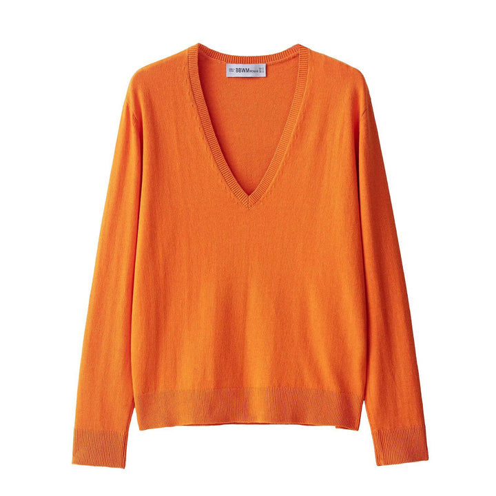 Damen eleganter V-Ausschnitt Pullover aus hochwertiger Baumwollmischung Drune
