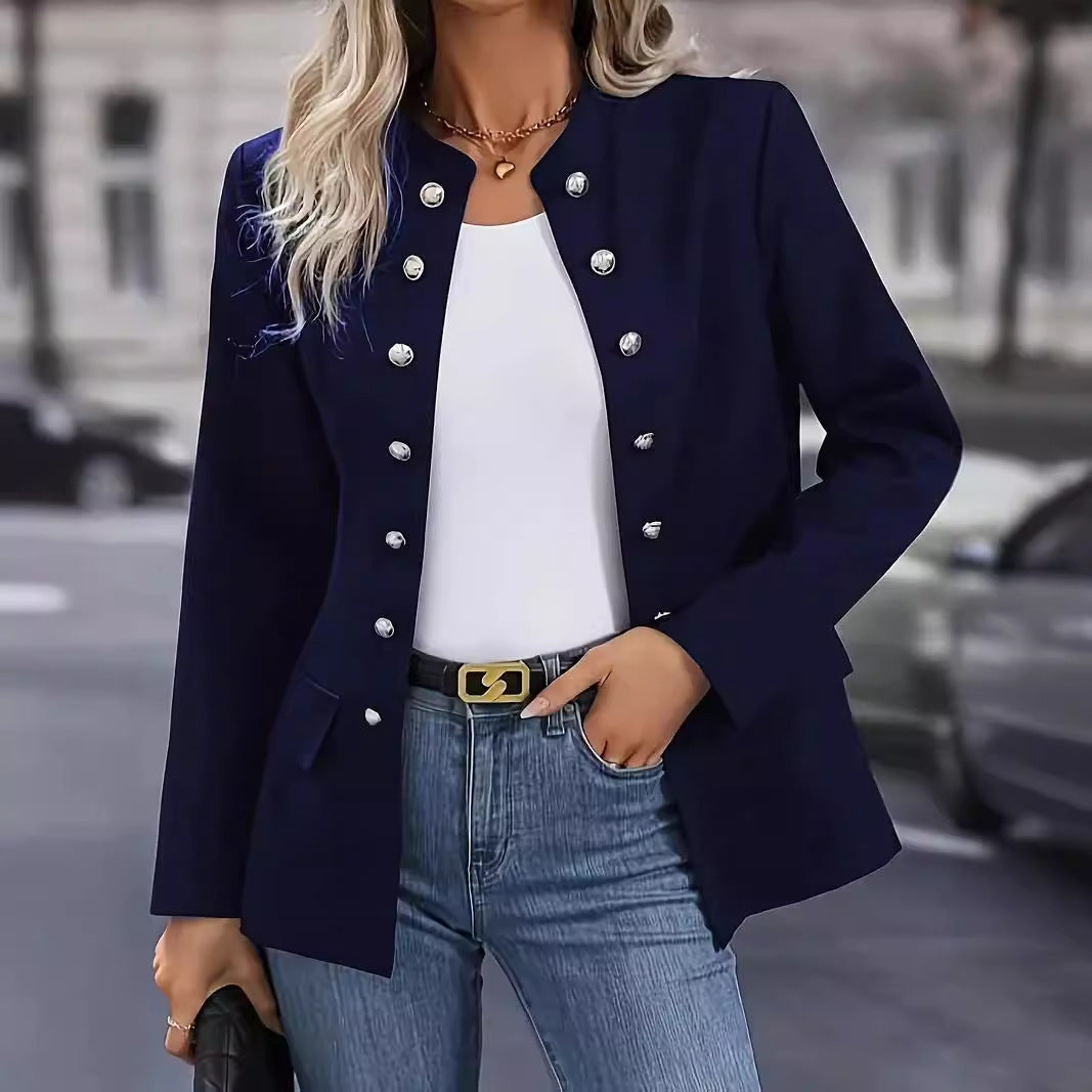 Damen Modischer Blazer mit Knopfdetails Drune