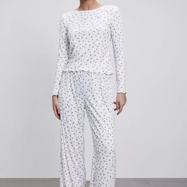 Damen Blumenmuster Langarmbluse Drune