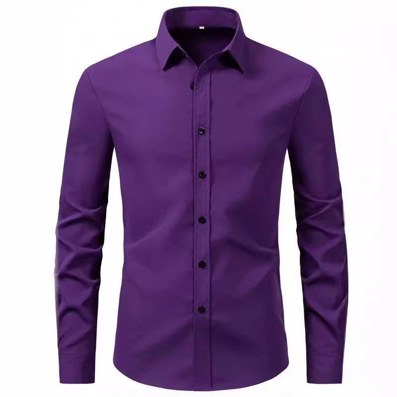 Herren elegantes Langarmhemd aus hochwertiger Baumwolle mit modernem Kragen Drune