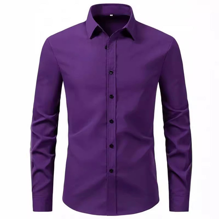 Herren elegantes Langarmhemd aus hochwertiger Baumwolle mit modernem Kragen Drune