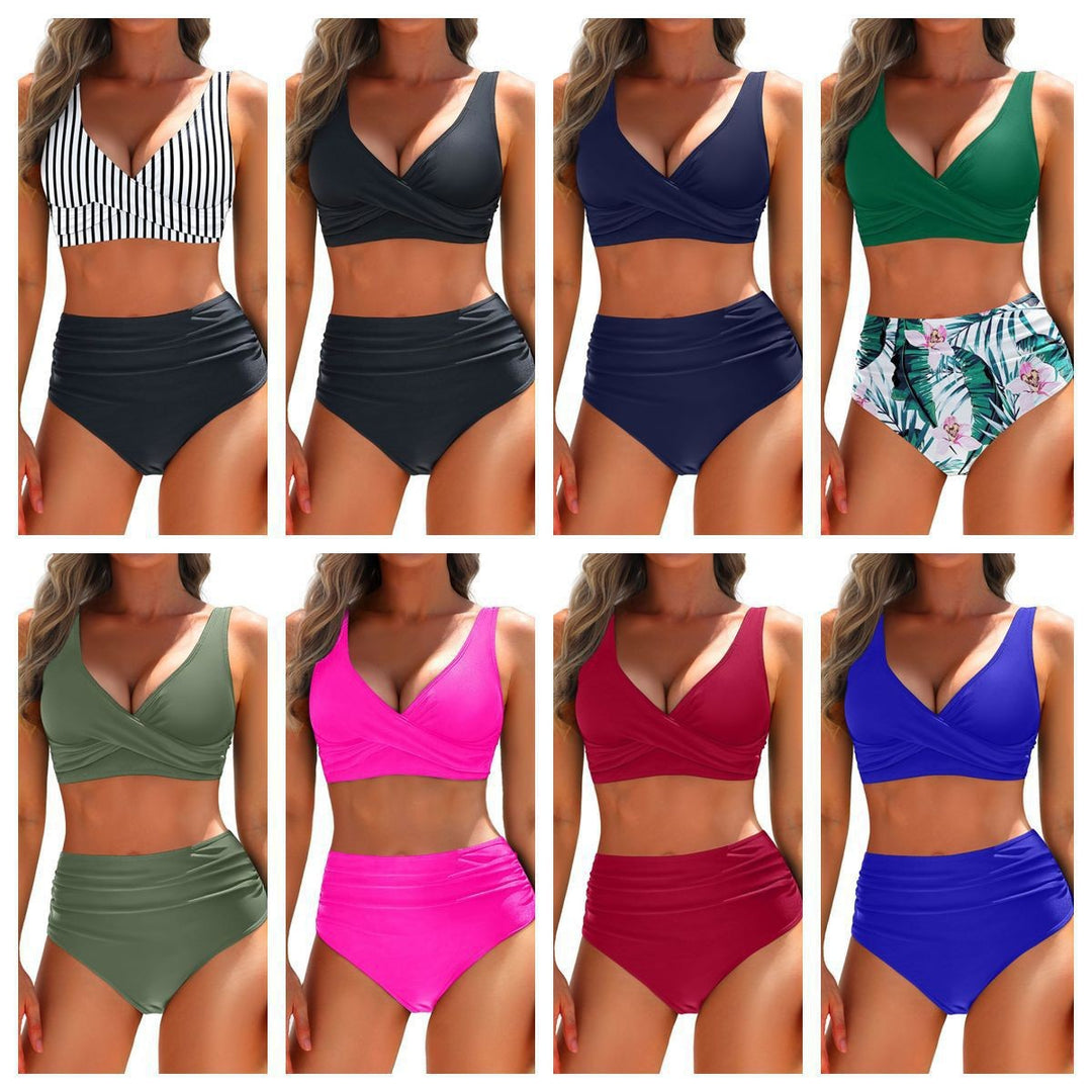 Damen Hochgeschnittene Bikini mit Wickeloberteil Drune