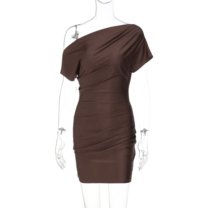 Damen körperbetontes Wickelkleid mit asymmetrischem Ausschnitt Drune