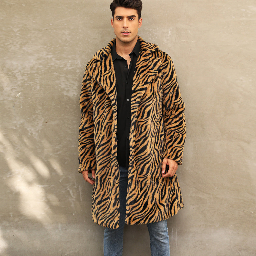 Herren Modischer und bequemer Zebra-Fellmantel Drune
