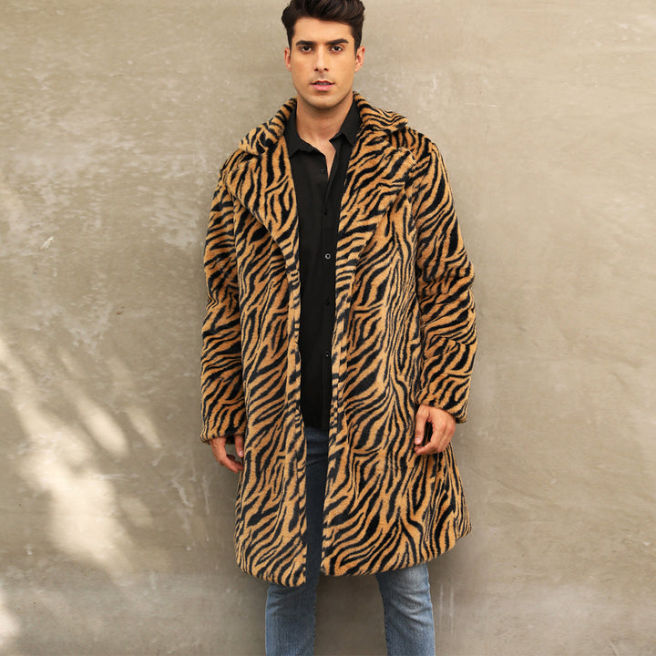 Herren Modischer und bequemer Zebra-Fellmantel Drune