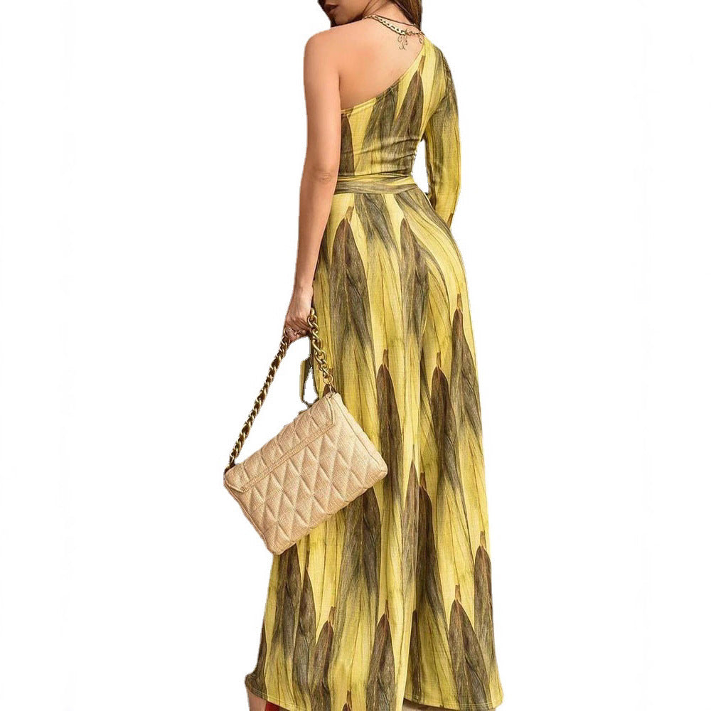 Damen Eleganter Jumpsuit mit asymmetrischem Schnitt und floralem Druck Drune