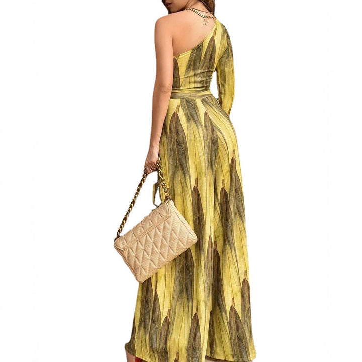 Damen Eleganter Jumpsuit mit asymmetrischem Schnitt und floralem Druck Drune