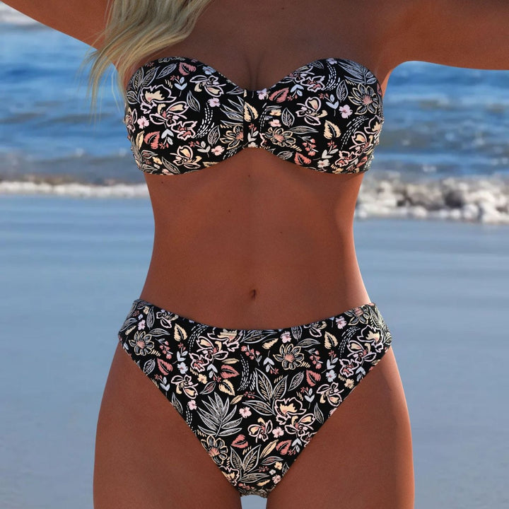 Damen Bikini-Set mit elegantem Strapless-Oberteil und hohem Taillenbund Drune