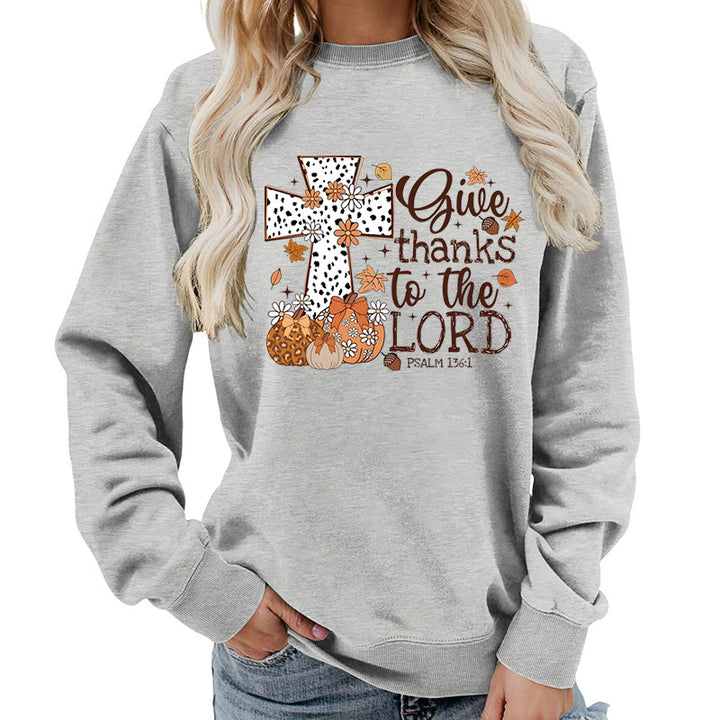 Damen Sweatshirt mit kreativem Kreuz-Aufdruck und herbstlichem Design Drune