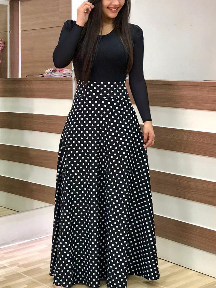 Damen Elegantes Maxikleid mit grafischem Druck und flexiblem Bund Drune