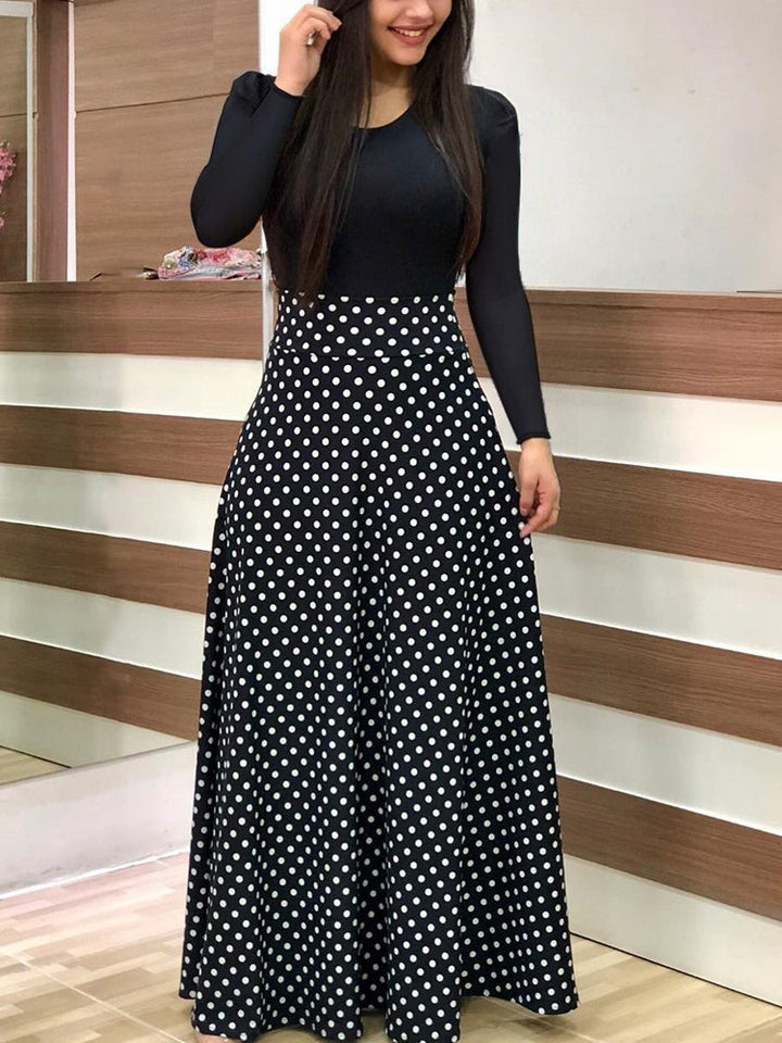 Damen Elegantes Maxikleid mit grafischem Druck und flexiblem Bund Drune