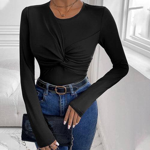 Damen figurbetontes Oberteil mit twist Design Drune