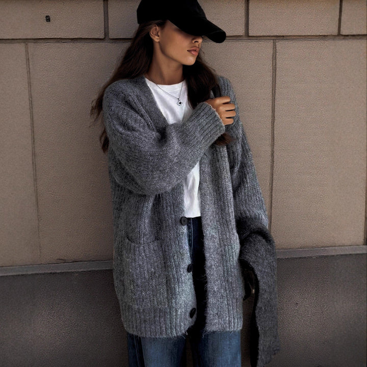 Damen Grobstrick-Cardigan mit einzigartigen Strukturmustern und praktischen Taschen Drune