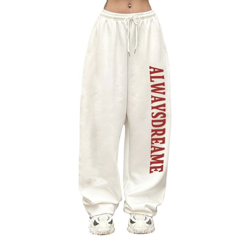 Damen lässige Sweatpants mit motivierendem Schriftzug und elastischem Bund Drune