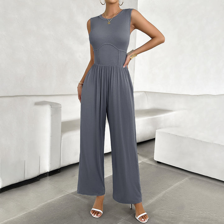 Damen Eleganter Jumpsuit mit tailliertem Schnitt und weitem Bein Drune