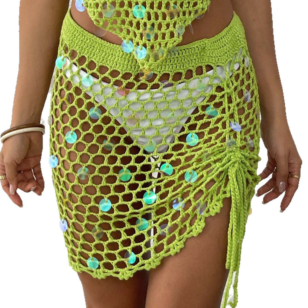 Damen Häkel-Strandsarong mit dekorativen Pailletten Drune