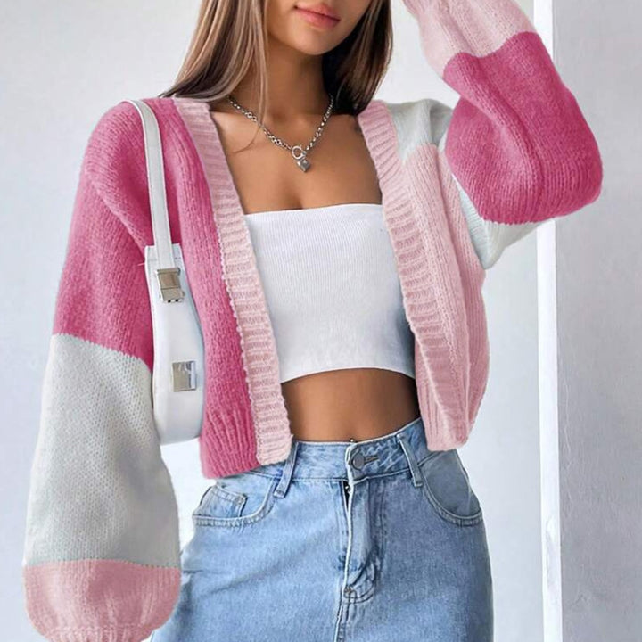 Damen lässiger Cardigan im modernen Farbblockdesign Drune