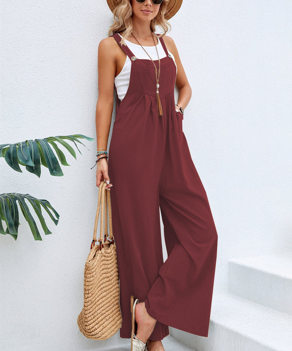 Drune | Einfarbige Damen Freizeitoveralls Lange Hosen