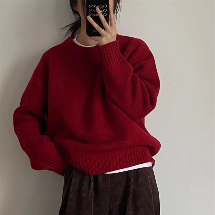 Damen lässiger Grobstrickpullover mit oversized Schnitt und weichen Ärmeln Drune