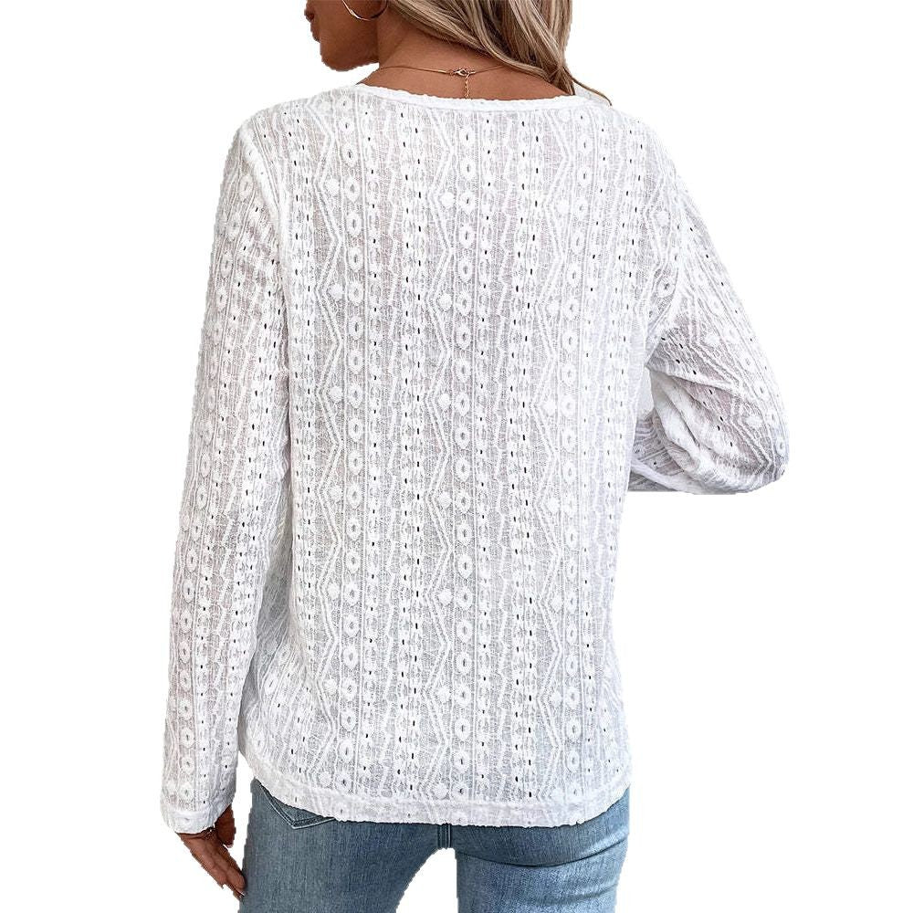 Damen Langarmshirt mit nostalgischem Knopfdetail Drune