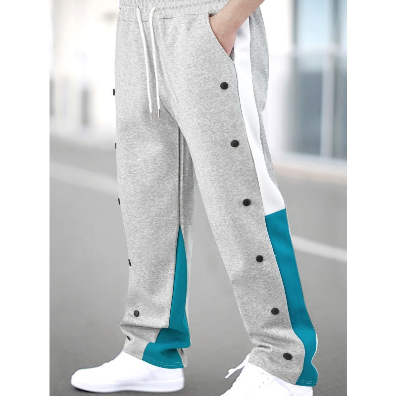 Herren Sportliche Trainingshose mit Druckknopfverschluss und atmungsaktiver Struktur Drune