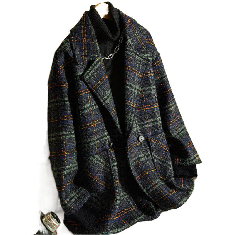 Damen Klassische Karojacke im modischen Oversized-Stil Drune