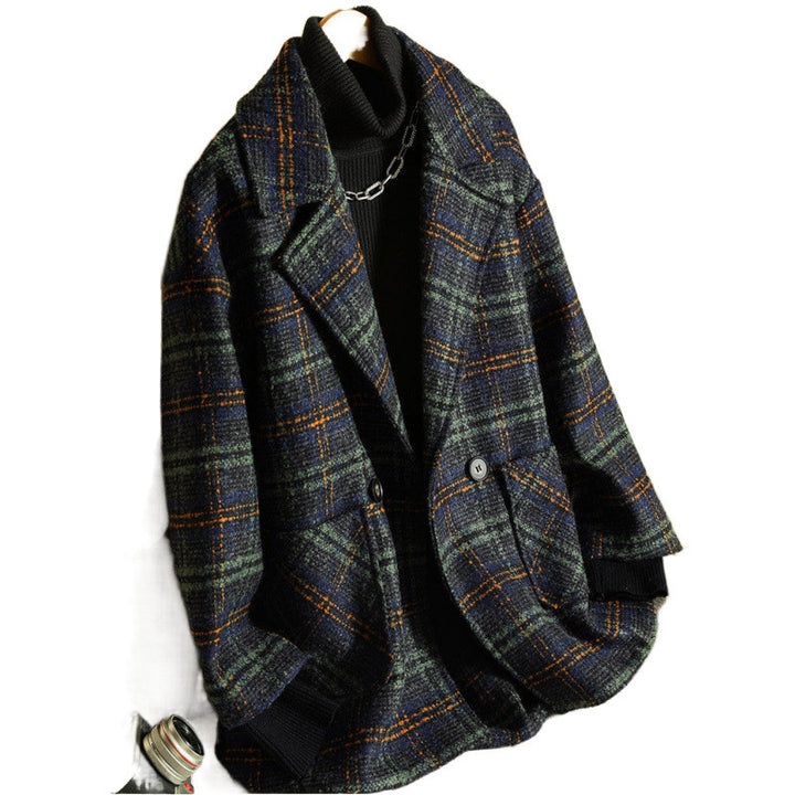 Damen Klassische Karojacke im modischen Oversized-Stil Drune